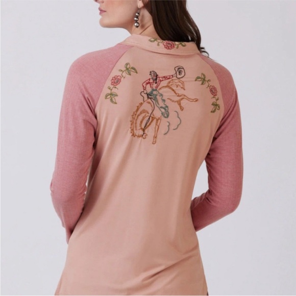 Double D Ranch Tops - Double D Ranch Pink Embroidered Long Sleeve Top